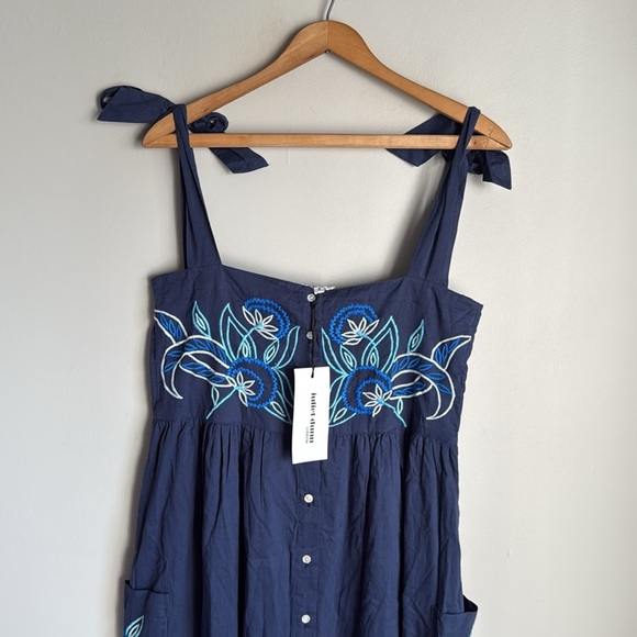 NEW Juliet Dunn Tie Shoulder Dress in INDIGO/BLUE MULTI 10 - Picture 3 of 13